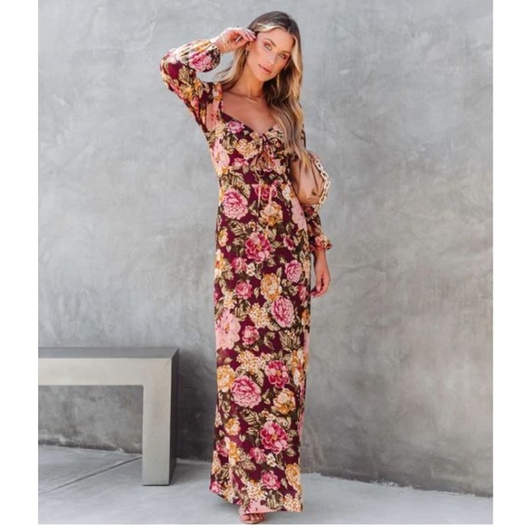 VICI Spicing Things Up Floral Mesh Maxi Dress XS NWT - Picture 5 of 13